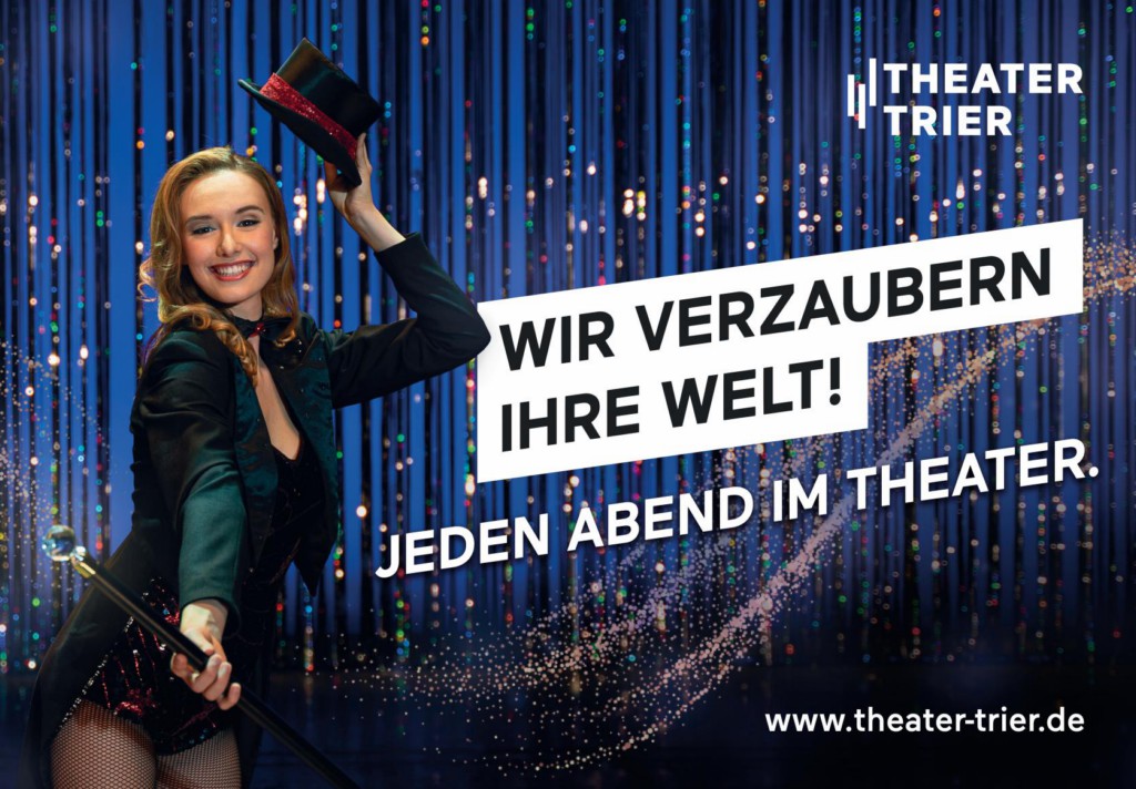 Großplakat für Kulturwerbung in der Innenstadt zur Bewerbung eines Theaters
