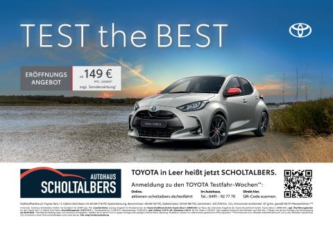Plakatmotiv vom Autohaus SCHOLTALBERS, das für neues TOYOTA Modell wirbt