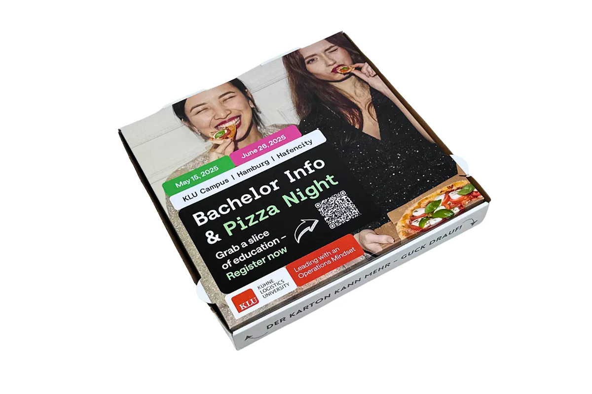 Beispiel Pizzakartonwerbung Firma Klu